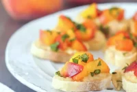 Roasted Peach Crostini with Sweet Cream Recipe