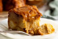 Pear Bread Pudding Recipe with Miso Caramel Sauce