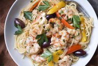 Greek Shrimp and Feta Pasta with Olives Recipe
