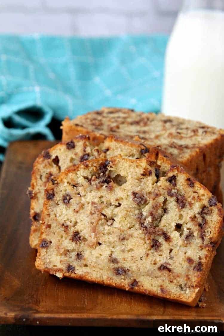 Easy Chocolate Chip Banana Bread Recipe - homemade moist banana bread