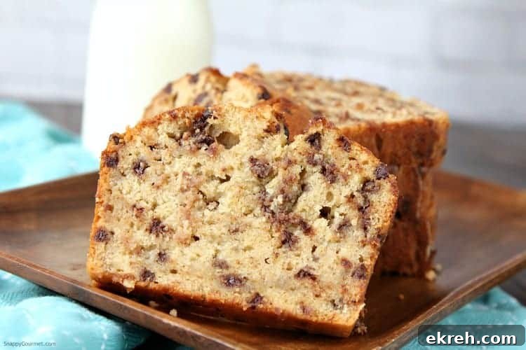 Easy Chocolate Chip Banana Bread Recipe - From scratch banana bread with chocolate chips