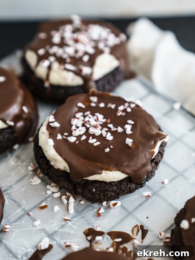 Peppermint Bark Chocolate Cookies Recipe with Candy Cane Pieces 2 peppermint bark cookies