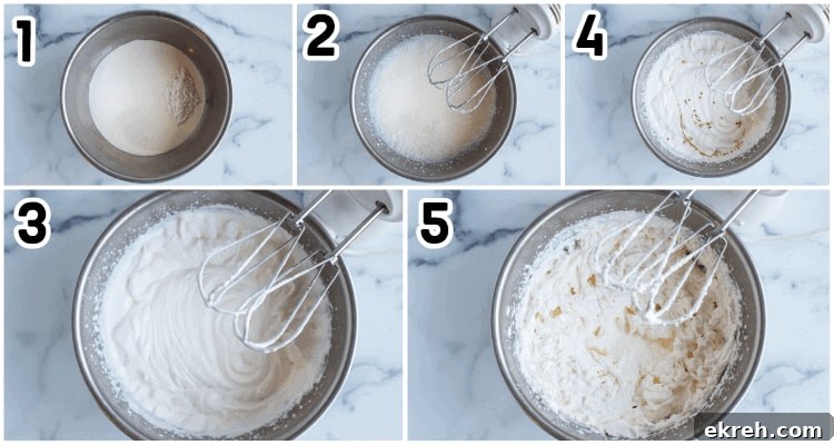 3-Ingredient Keto Whipped Cream Recipe 3 five steps showing the keto whipped cream process