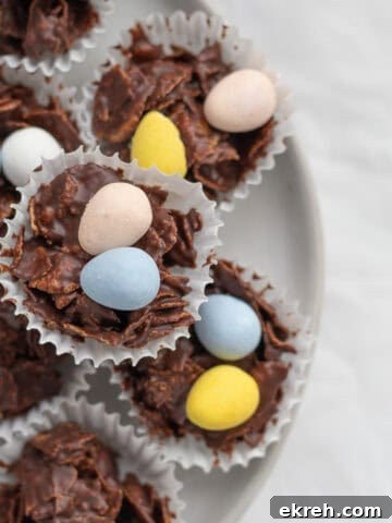 corn flakes cakes with candy eggs in muffin lines