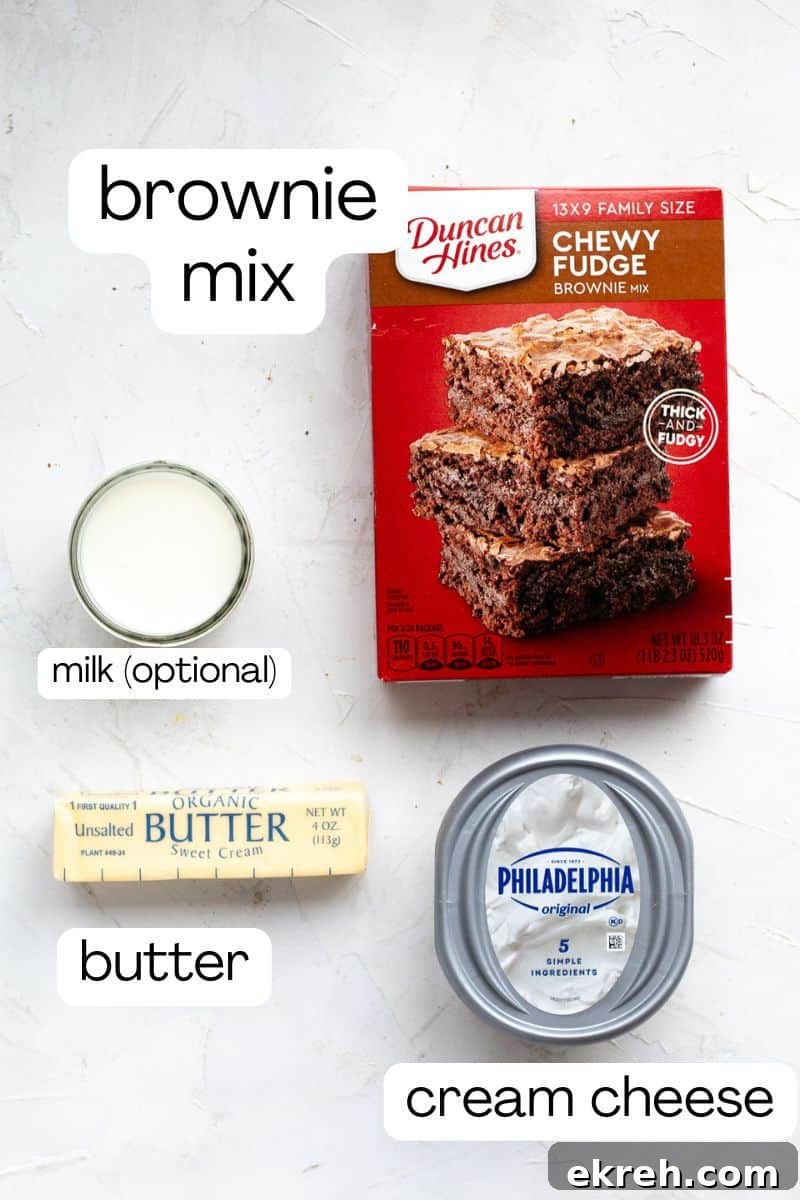 ingredients for brownie batter dip