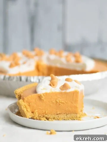 piece of butterscotch pudding pie on a white plate