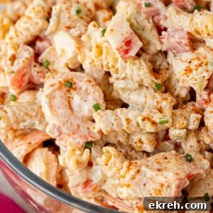 Seafood salad in a bowl for serving.