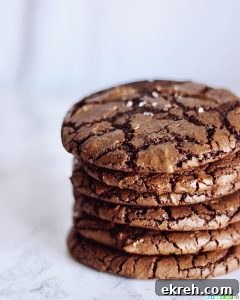 stack of Chewy Chocolate Fudge Cookies