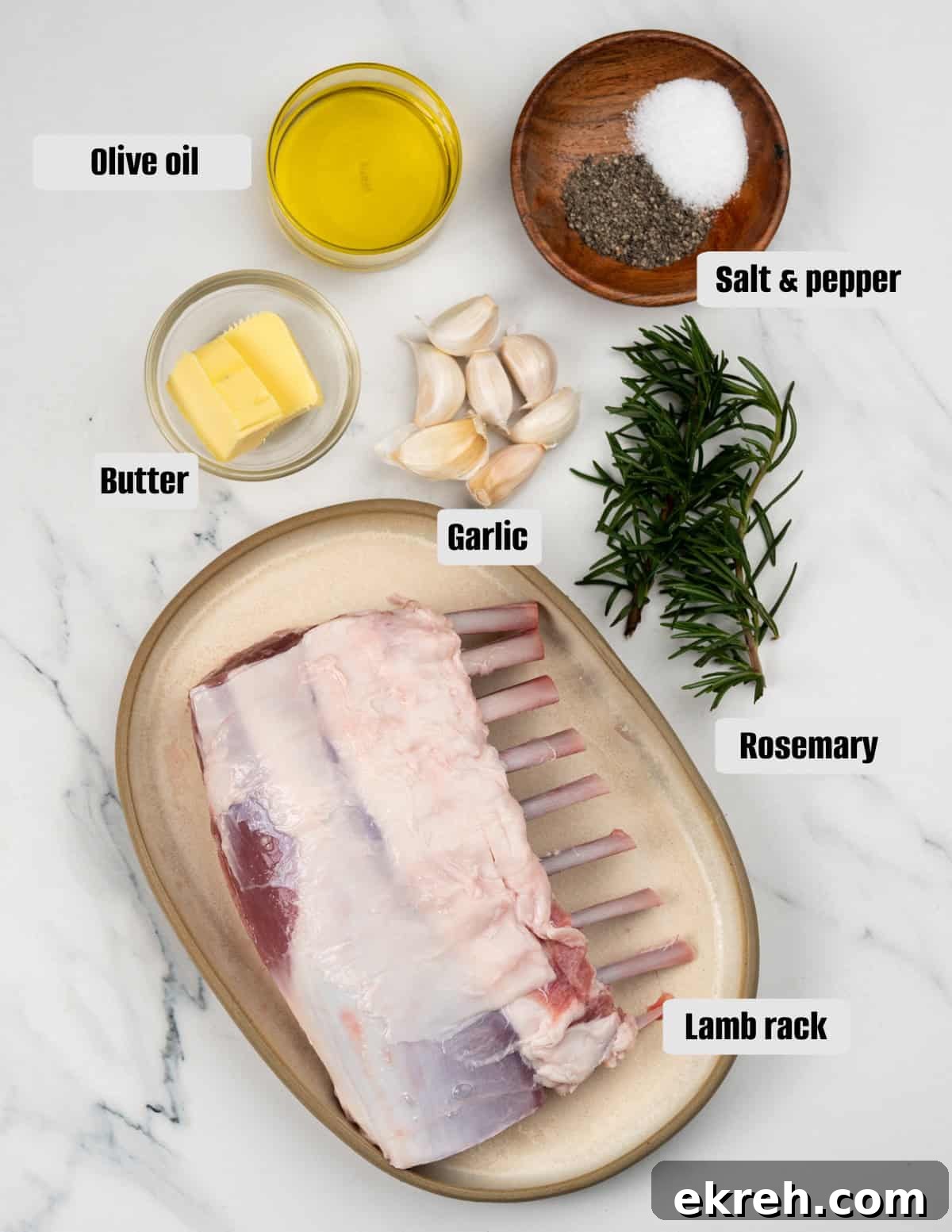 Ingredients for baked rack of lamb