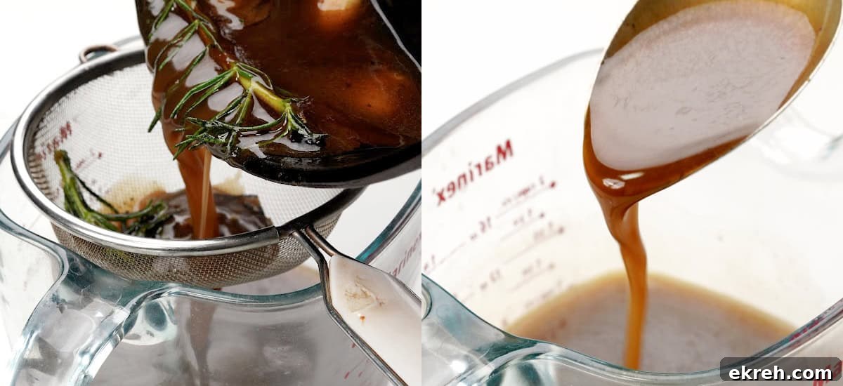 strain gravy for a smooth finish.