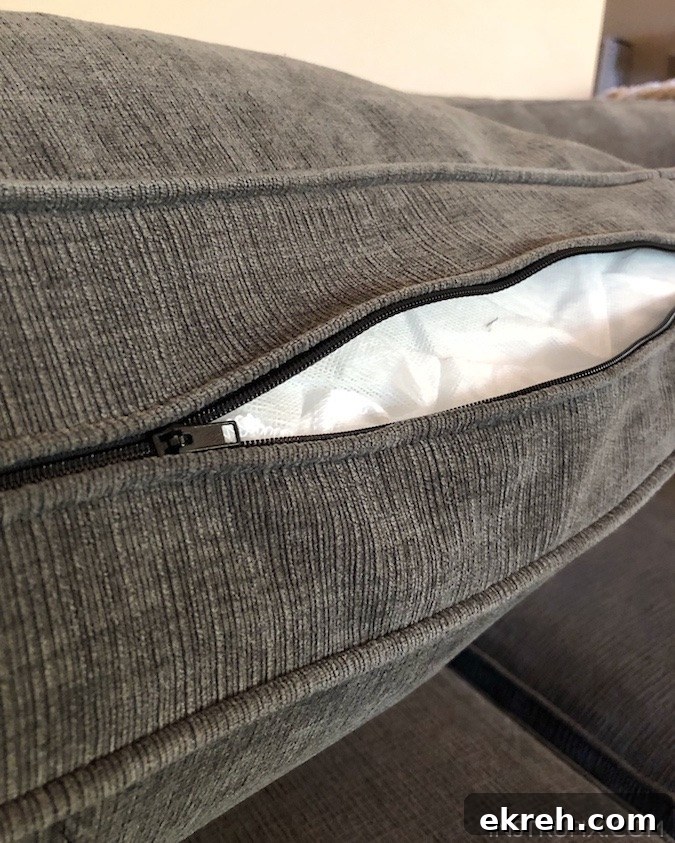 Plumped couch cushions after fluffing