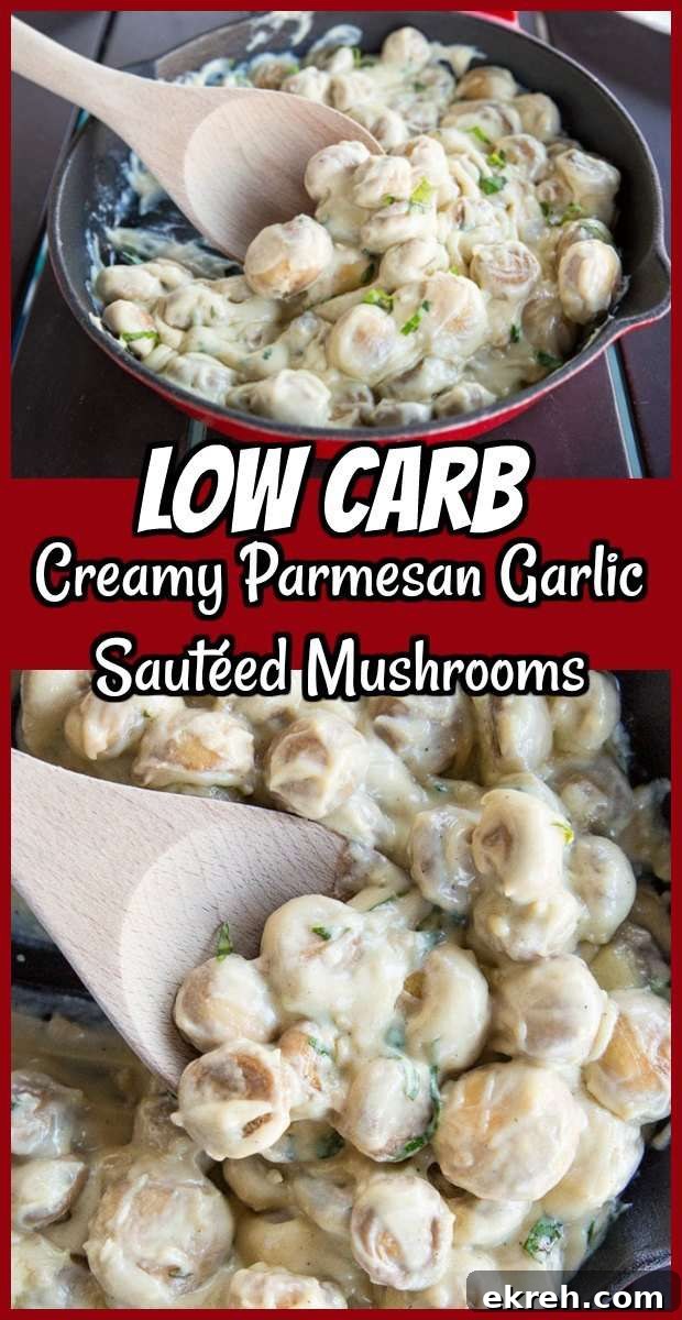Low Carb Creamy Parmesan Garlic Sautéed Mushrooms #mushrooms #garlic #parmesan #sidedishes #lowcarb #keto