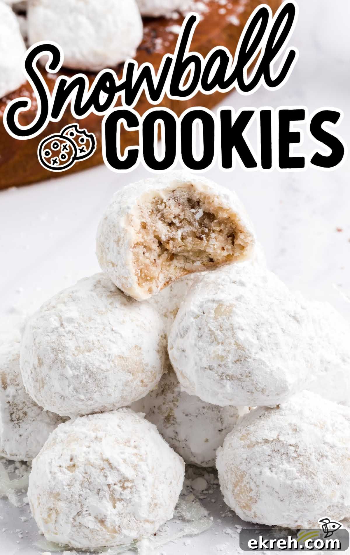 close up shot of a bunch of Snowball Cookies
