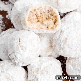 close up shot of a bunch of Snowball Cookies