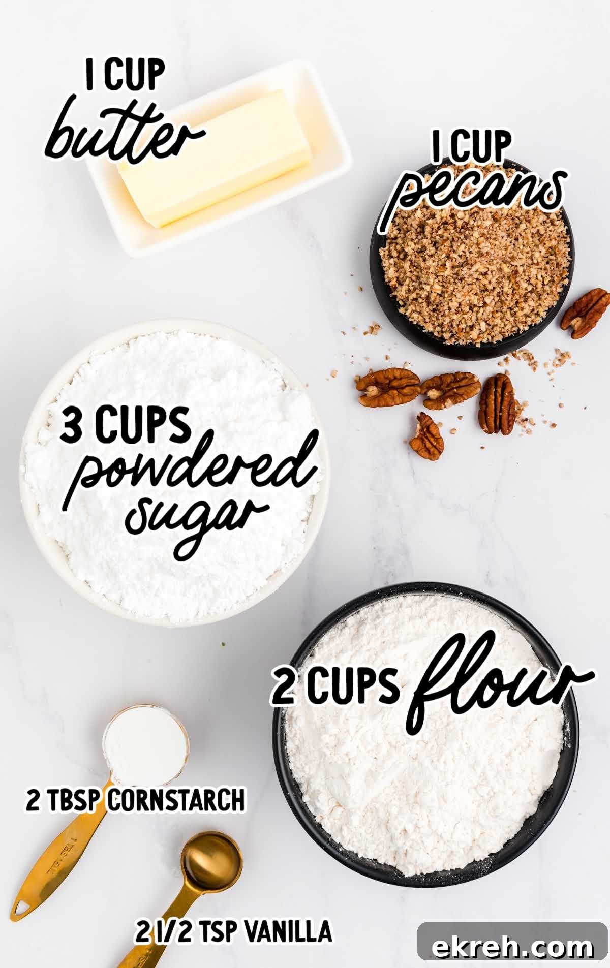 Snowball Cookies raw ingredients that are labeled