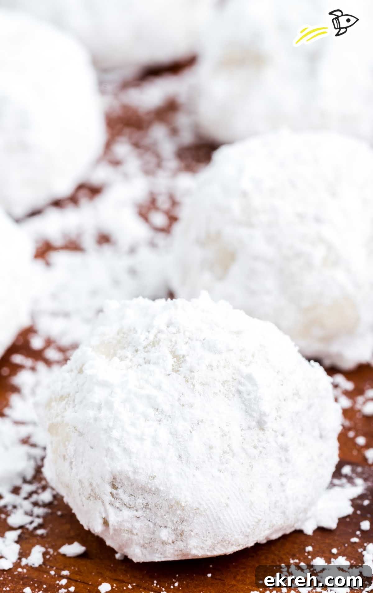 close up shot of a bunch of Snowball Cookies