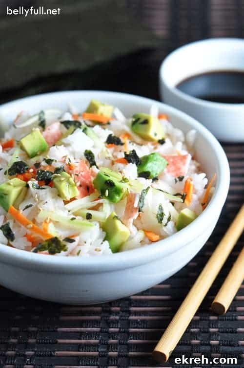 These Slacker Sushi Bowls are California Rolls deconstructed - all the ingredients, but served in a bowl, without the rolling. But just as yummy!