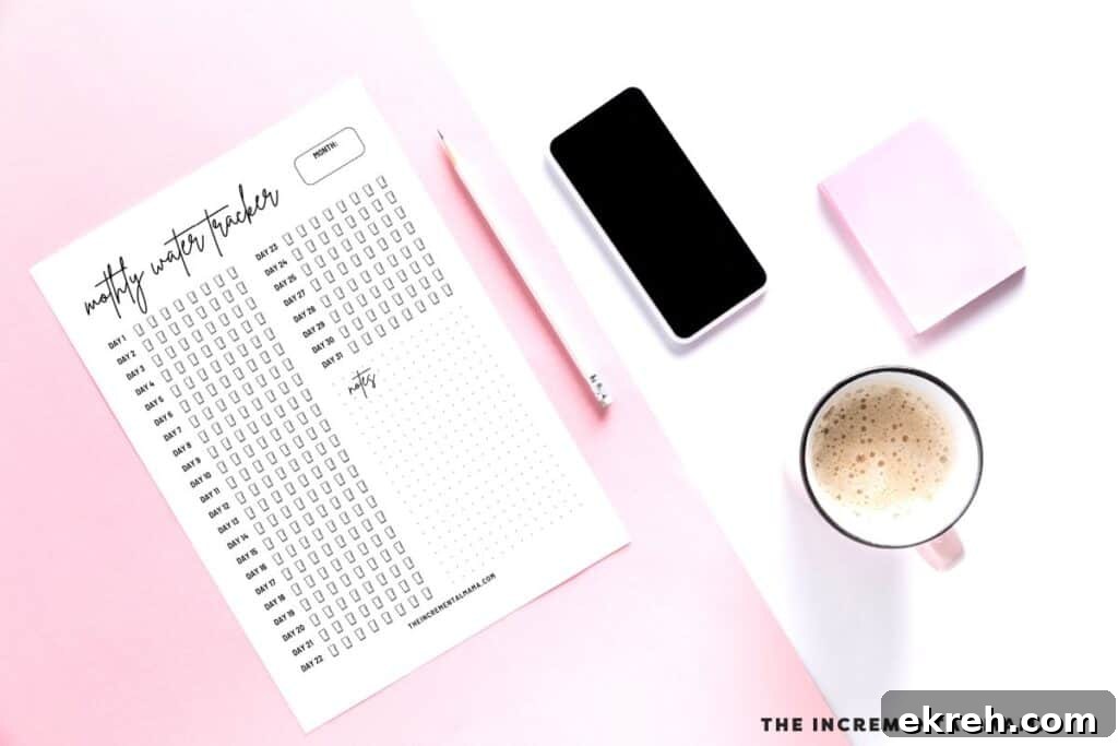 free printable daily water tracking sheet