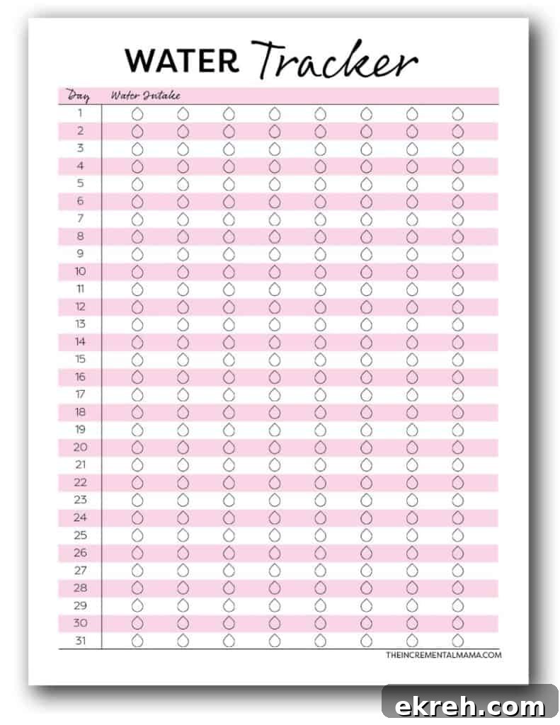 pink monthly water tracker pdf free