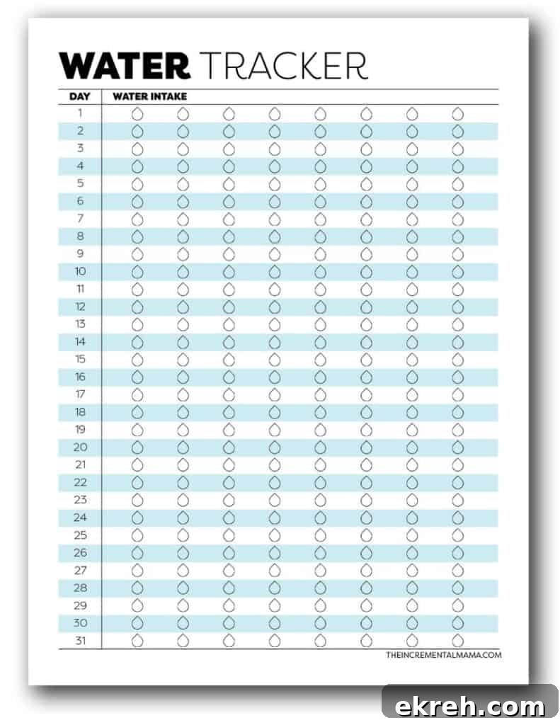 31 day water tracker