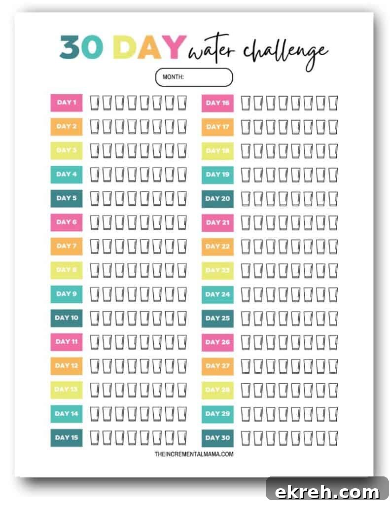 30 day water tracker printable
