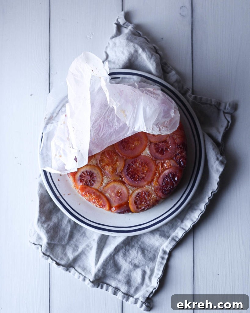 blood orange upside down cake unmolded