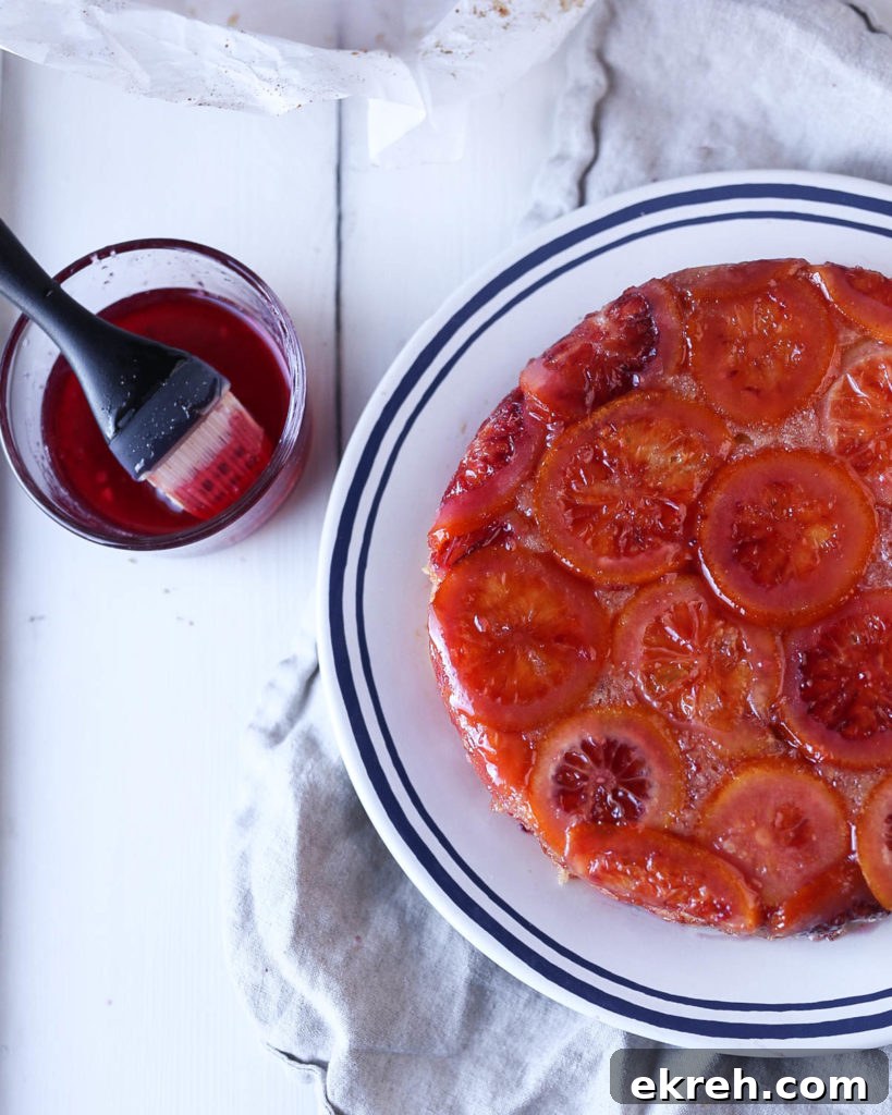 blood orange upside down cake glazed