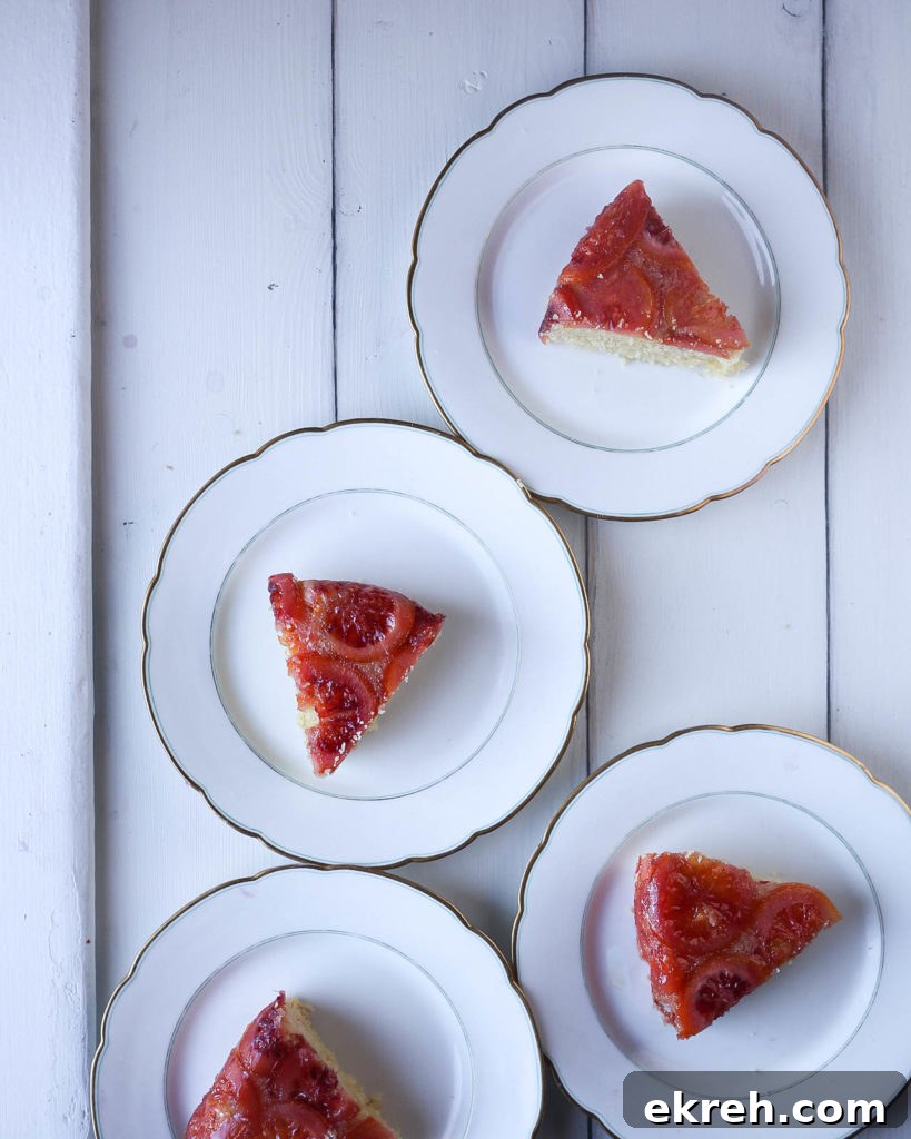 blood orange upside down cake slices