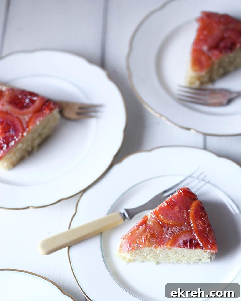 blood orange upside down cake slices