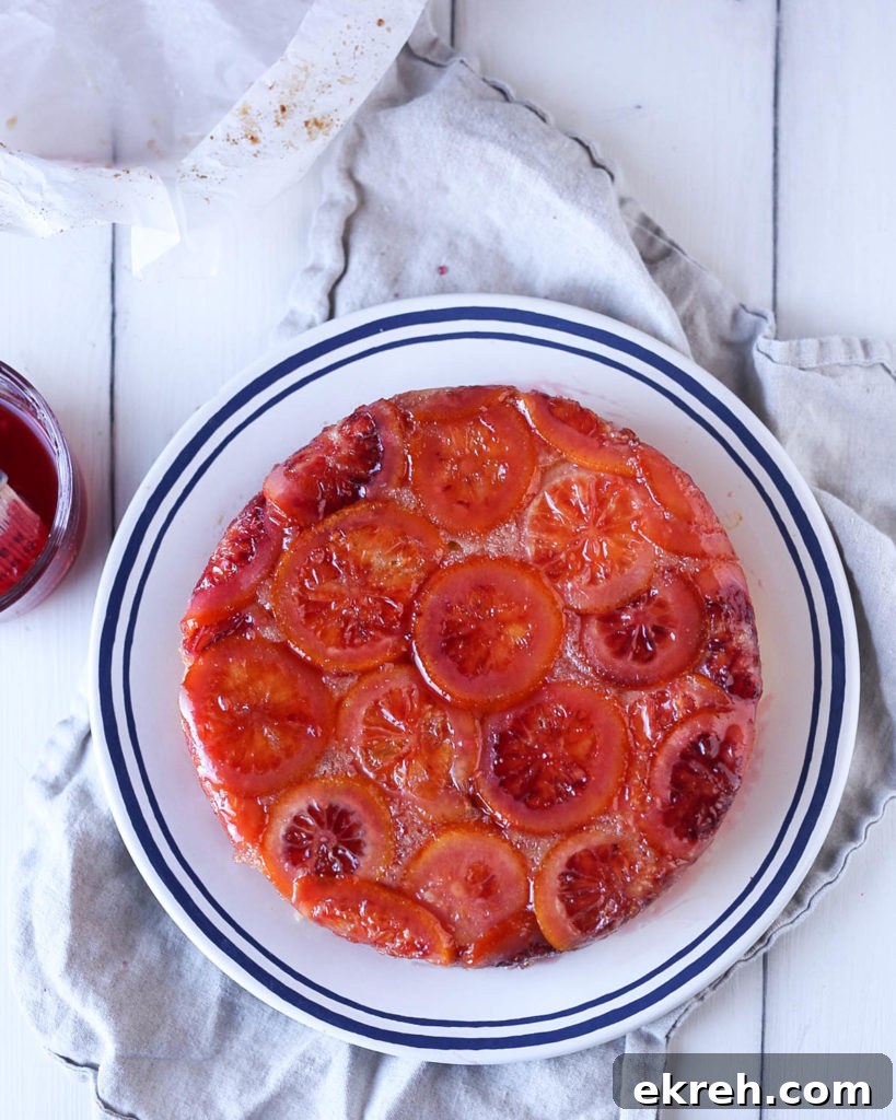 blood orange upside down cake glazed