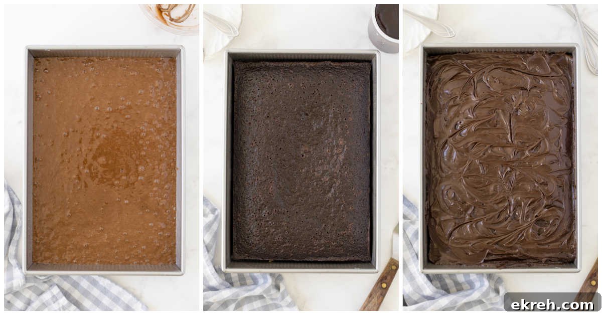 Cake poured into pans and baked.