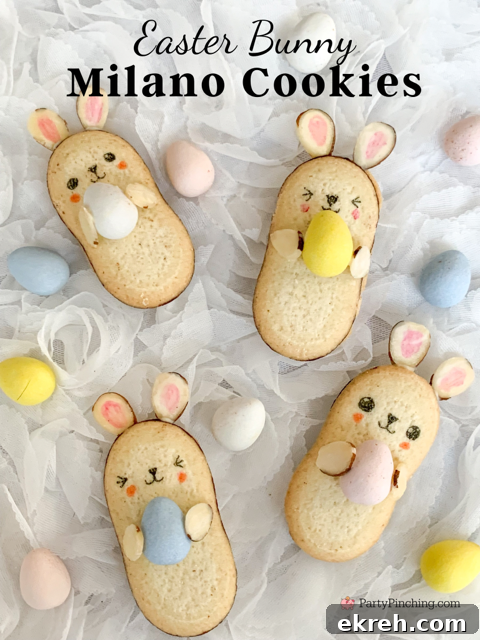 Easter Bunny Milano Cookies, best easy Easter bunny cookies recipe, pepperidge farm Milano cookies, cute bunny cookies, best Easter dessert ideas for kids, no bake store bought Easter cookies, best easy Easter dessert brunch dinner food recipe ideas