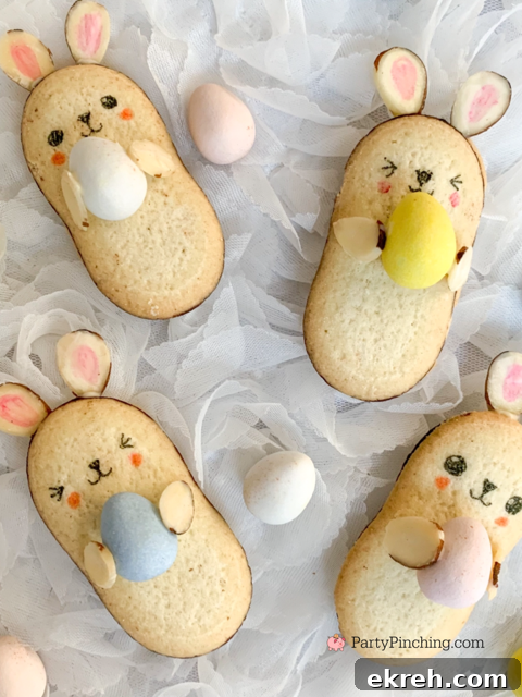 Easter Bunny Milano Cookies, best easy Easter bunny cookies recipe, pepperidge farm Milano cookies, cute bunny cookies, best Easter dessert ideas for kids, no bake store bought Easter cookies, best easy Easter dessert brunch dinner food recipe ideas