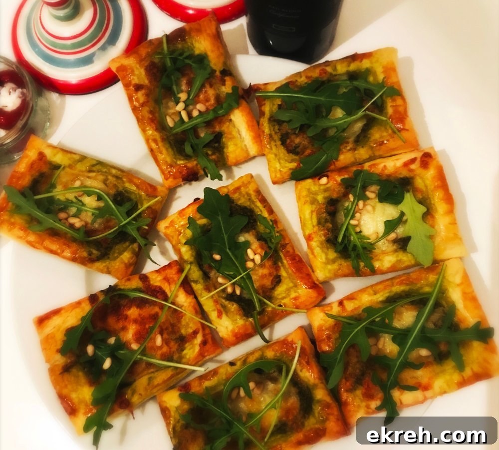 Quick Party Food Ideas That Taste Incredible 6 Puff pastry pesto bites, festive appetiser recipes, Christmas party food ideas