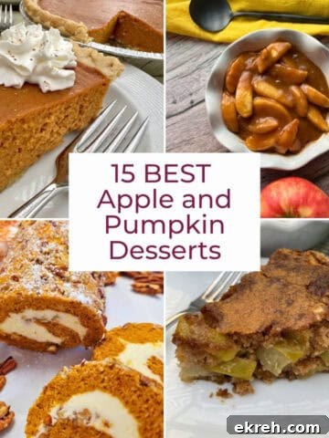 A collage of recipes using pumpkin and apple.