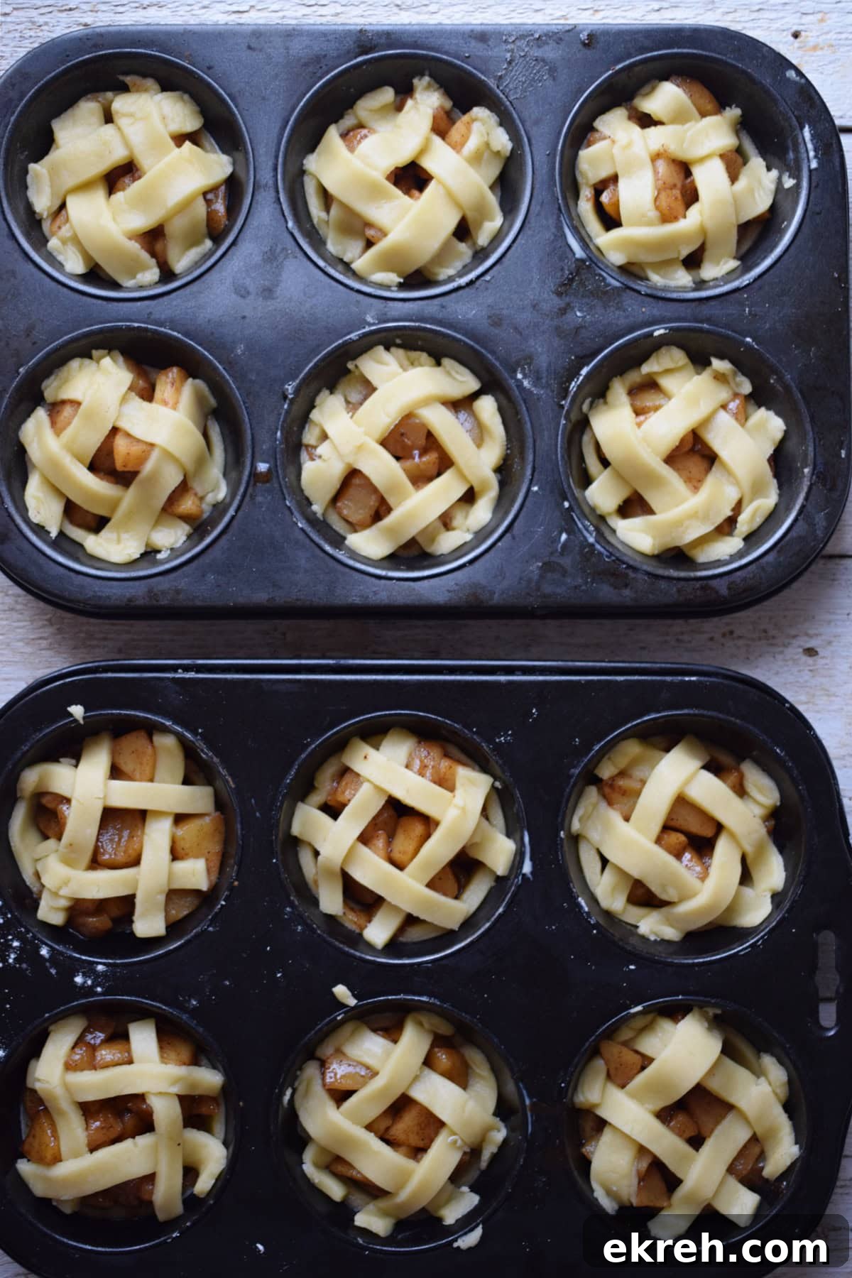 Mini apple pies ready to bake.