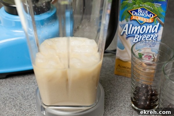 Add all of the ingredients except the boba to your blender.