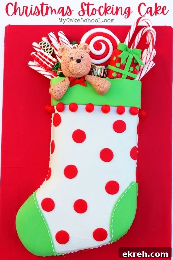 Christmas Stocking Cake with toys and treats
