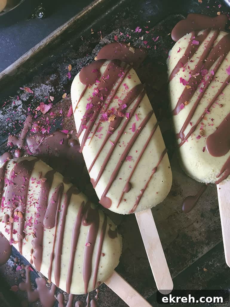 chocolate drizzled vegan pistachio coconut ice cream bars