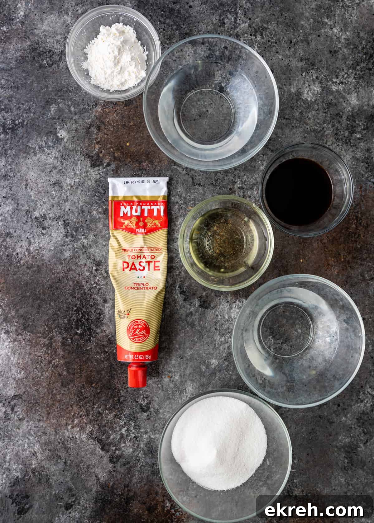 Homemade Sweet and Sour Sauce Recipe for Stir-Fries and Dipping 4 overhead: ingredients to make sweet and sour sauce recipe