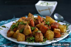 Tray of baked vegetables