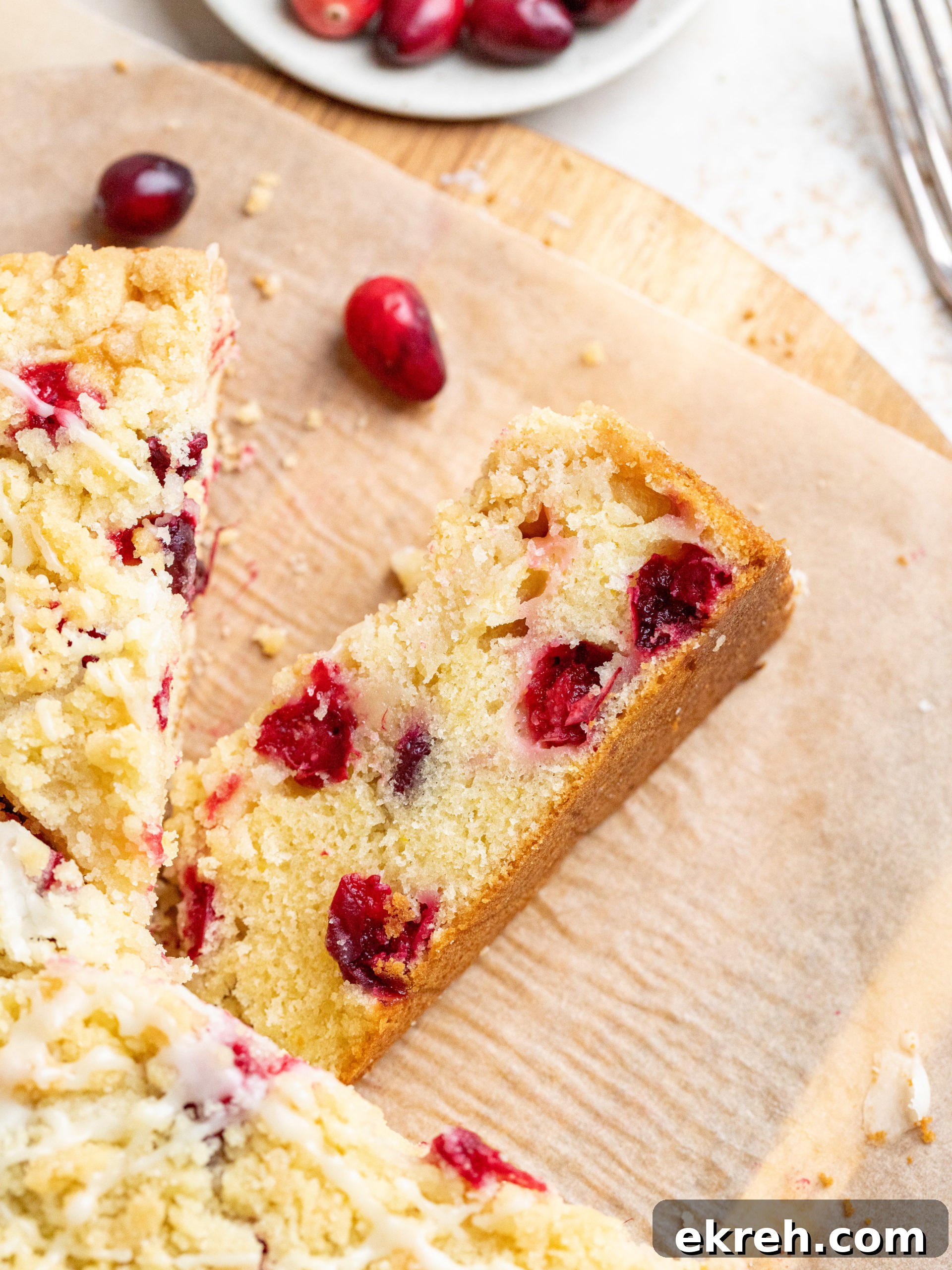 Cranberry Orange Coffee Cake slice