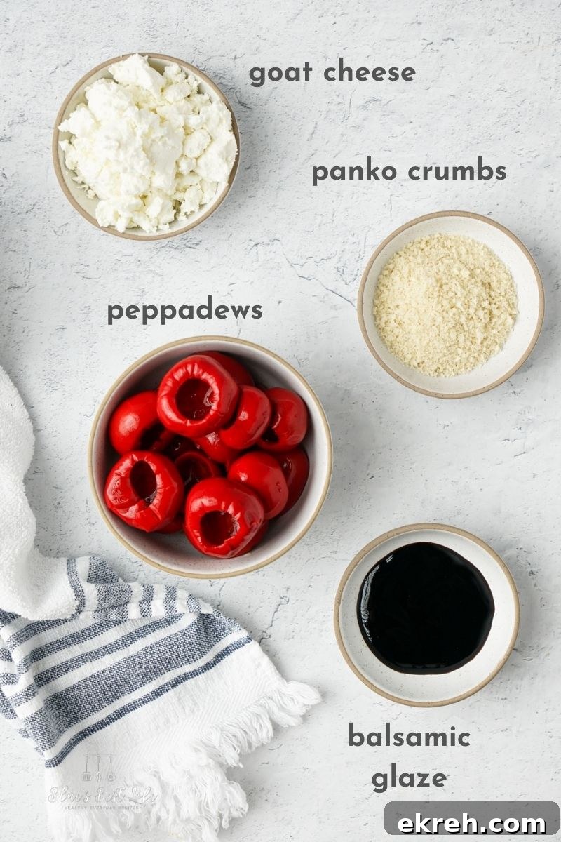 Ingredients for goat cheese stuffed peppadews.