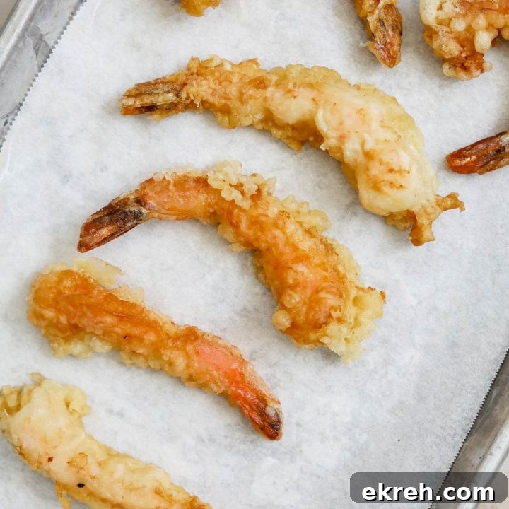 Crispy golden ebi shrimp tempura.