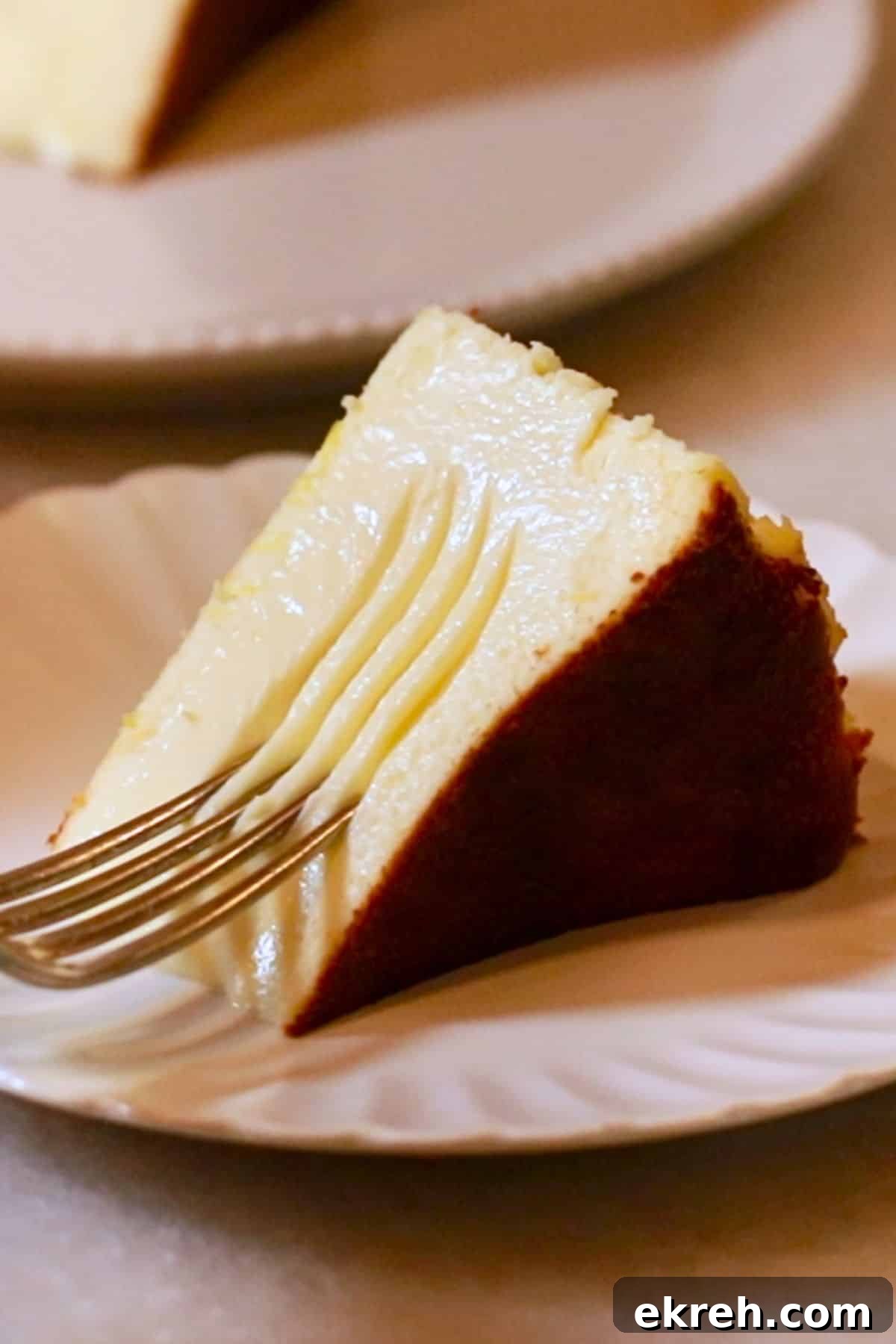Burnt Basque Cheesecake Recipe 3 a slice of Basque cheesecake with a fork