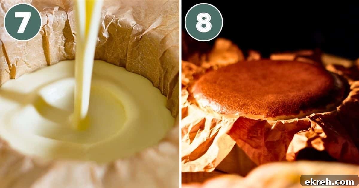 Burnt Basque Cheesecake Recipe 7 steps 7-8 of making Basque cheesecake