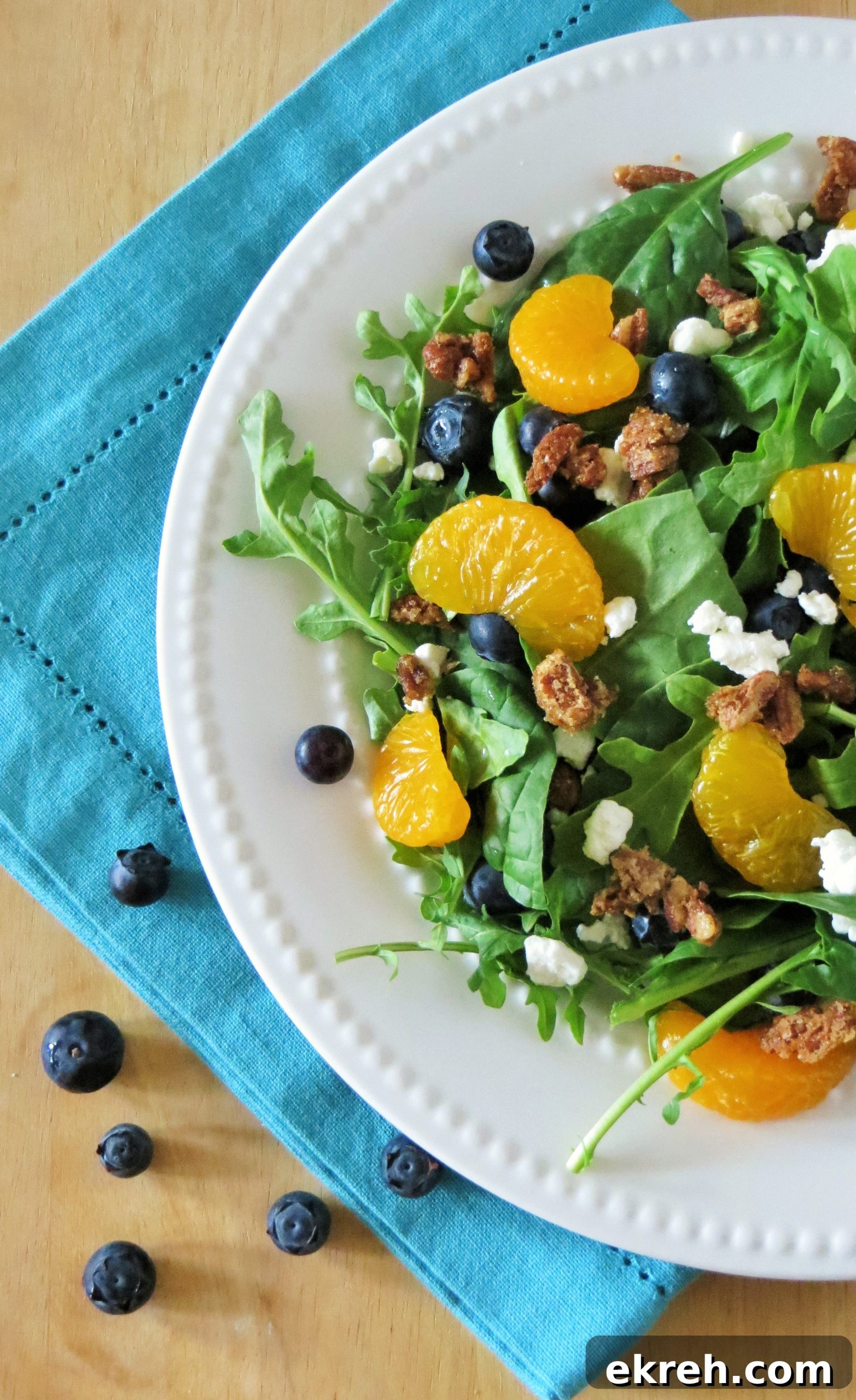 Blueberry and Orange Salad with Spiced Pecans Recipe 4 plated salad