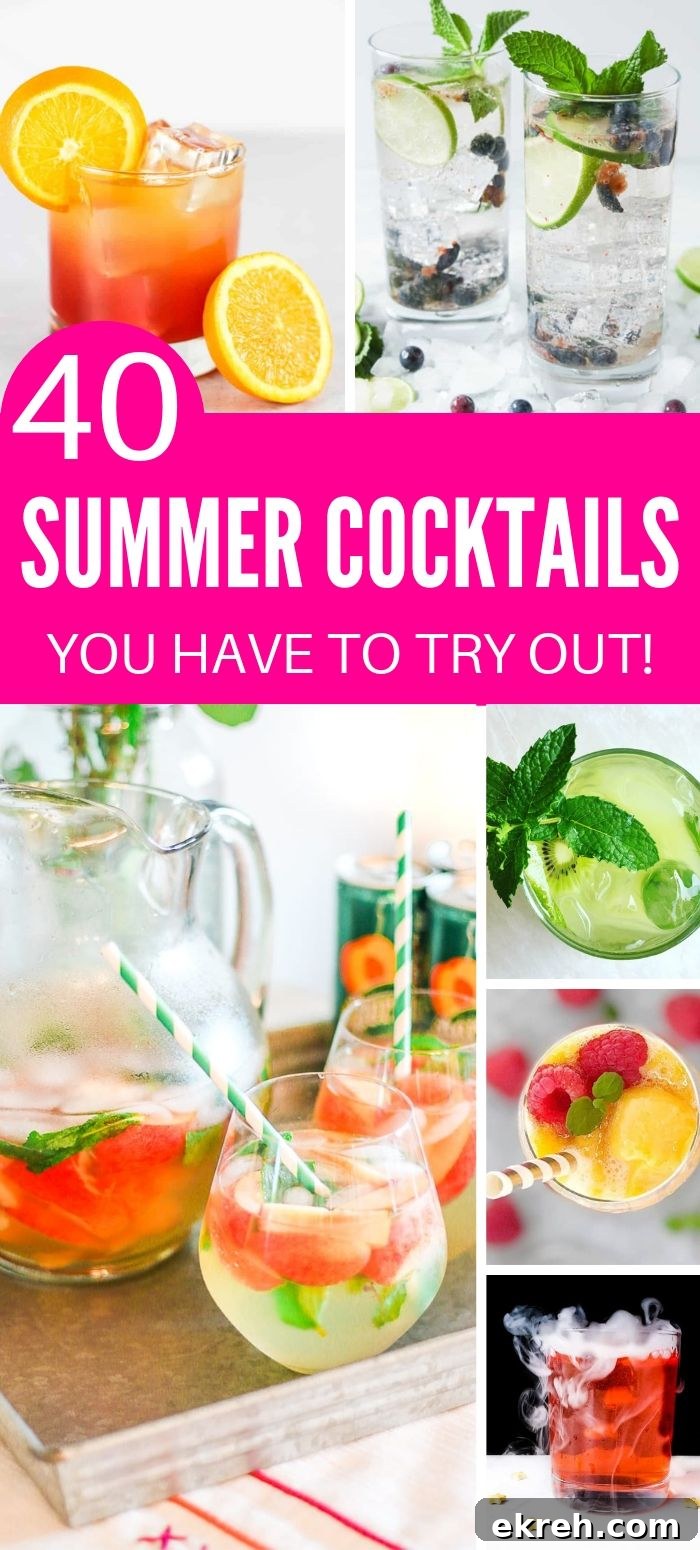 40 Mouthwatering summer cocktails to sip on and cool down on a hot sunshine day. Mixed drinks for your next summer cookout are calling your name. #cocktails #summer #cookout #drink #recipe #boozy #alcohol #vodka #rum #hardlemonades Summer Cocktails