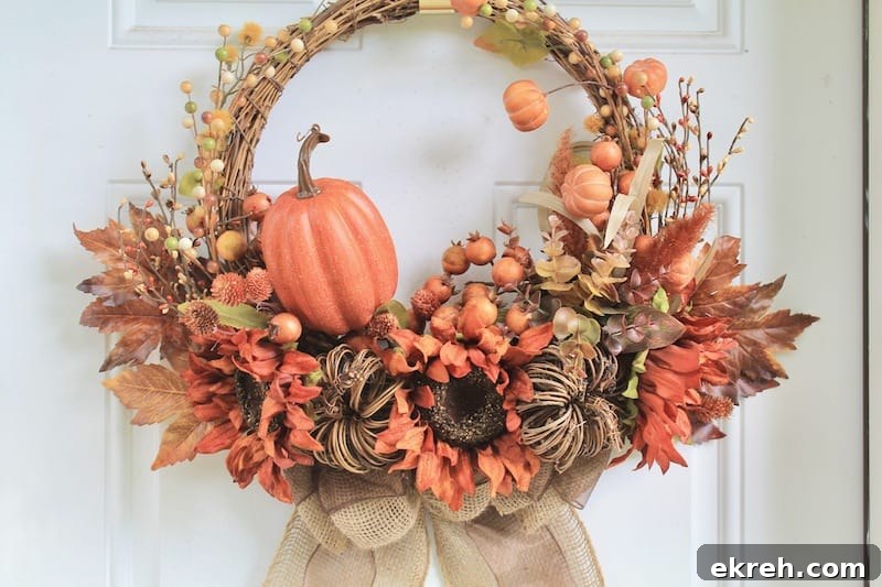 fall or thanksgiving wreath for the front door