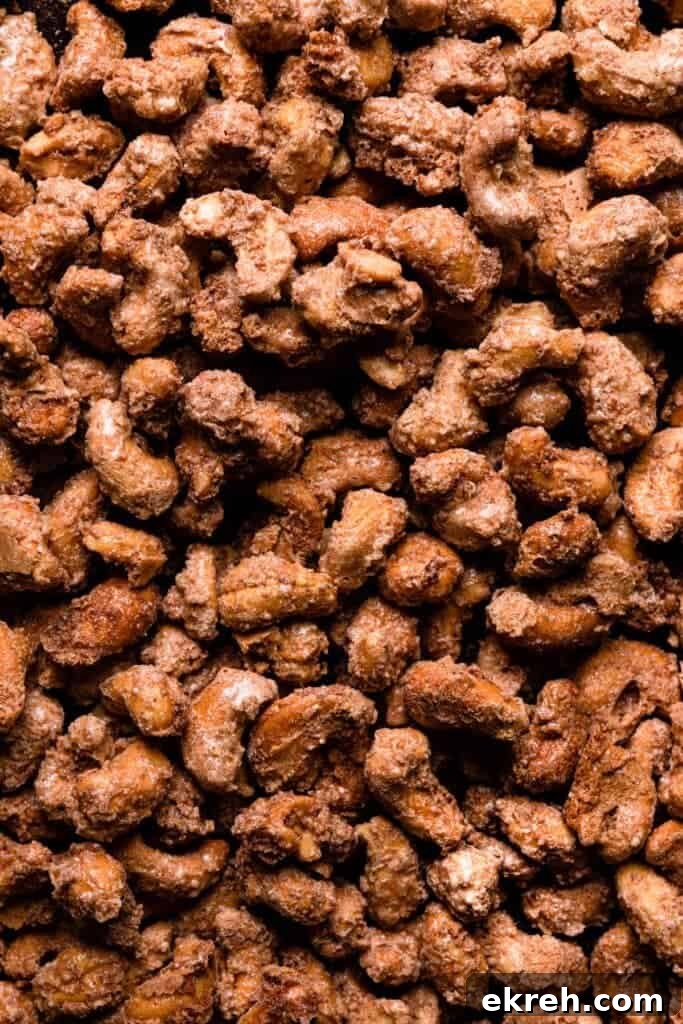 Candied cashews on tray